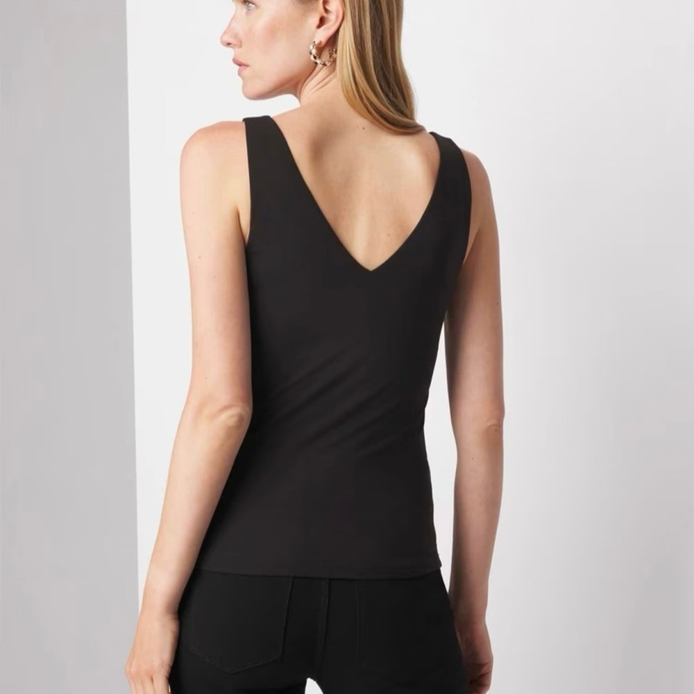 NWOT White House Black Market FORME AllWays Stretch Dual Neck Tank sz L in Black - Picture 4 of 5